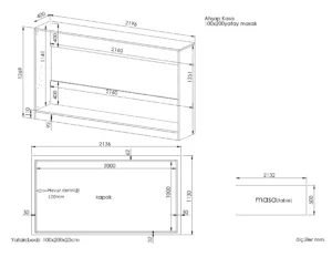 Ahşap Kasa 100x200 yatay masalı